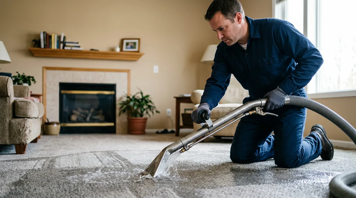 Water damage restoration technician working near Marion Heights, PA
